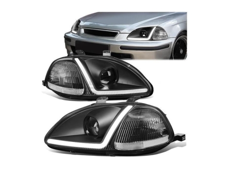 Headlight LED Black Housing  Honda Civic 96-98
